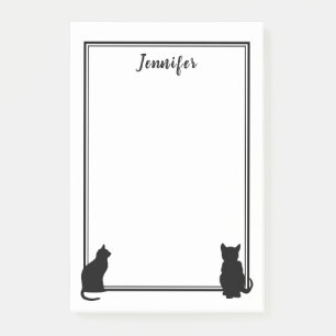 Moderne zwarte kat silhouettes wit gepersonaliseer post-it® notes