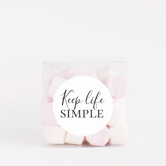 Moderne zwarte Keep Life Simple Quote Ronde Sticker