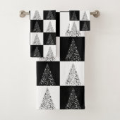 Moderne zwarte kerstboomstructuur bad handdoek (Insitu)