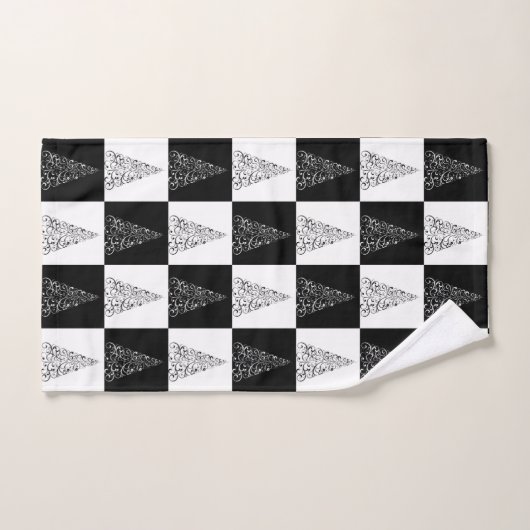 Moderne zwarte kerstboomstructuur bad handdoek (Handdoek)