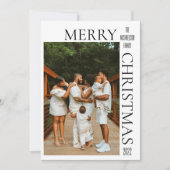 Moderne zwarte kerstfotofeestkaart feestdagenkaart (Voorkant)