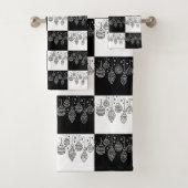 Moderne zwarte kerstkreet bad handdoek (Insitu)