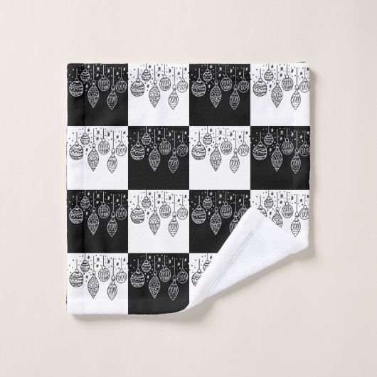 Moderne zwarte kerstkreet bad handdoek (Wasdoekje)