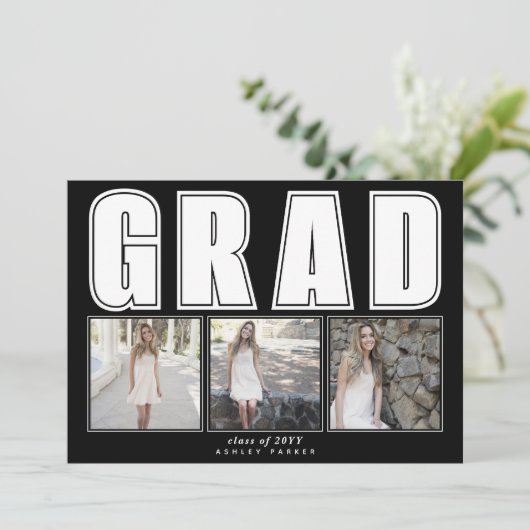 Moderne zwarte klasse van 2025 AFSTUDEERDER afstud Aankondiging (Staand voorkant)