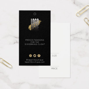 Moderne zwarte kleding Prijs label Sociale pictogr Visitekaartje