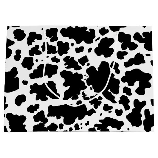 Moderne zwarte Koe Huidtextiel Dierafdrukken Groot Cadeauzakje (Voorkant)