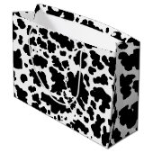 Moderne zwarte Koe Huidtextiel Dierafdrukken Groot Cadeauzakje (Achterkant Gekanteld)