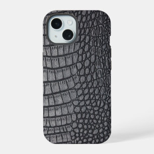 Moderne Zwarte Krokodil iPhone 15 Hoesje