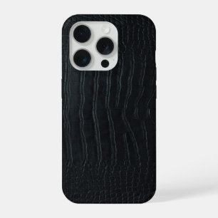 Moderne Zwarte Krokodil iPhone 15 Pro Hoesje