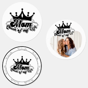 Moderne Zwarte Kroon, MOM Koningin van mijn leven Labels