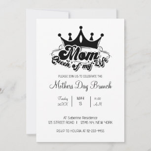 Moderne Zwarte Kroon MOM Koningin van mijn leven U Kaart