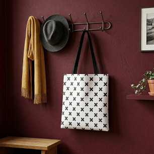 Moderne zwarte kruis eenvoudige boodschappentas draagtas