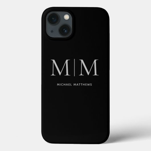 Moderne zwarte legant persoonlijke monogram naam Case-Mate iPhone case (Achterkant)