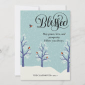 Moderne zwarte legant script BLEEST kardinale voge Feestdagenkaart (Voorkant)