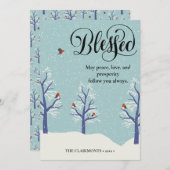 Moderne zwarte legant script BLEEST kardinale voge Feestdagenkaart (Voorkant / Achterkant)