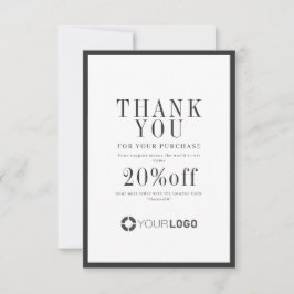 Moderne zwarte logo kleine bedrijven bedankkaart