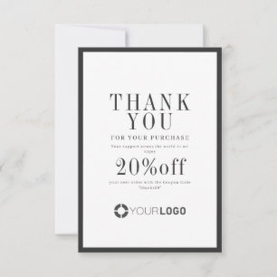 Moderne zwarte logo kleine bedrijven bedankkaart