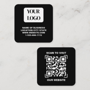 Moderne Zwarte Logo QR-code Scan Website Vierkant  Vierkante Visitekaartje