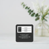 Moderne Zwarte Logo QR Code Scan Website Vierkant Vierkante Visitekaartje (Staand voorkant)