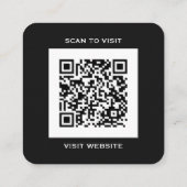 Moderne Zwarte Logo QR Code Scan Website Vierkant Vierkante Visitekaartje (Achterkant)