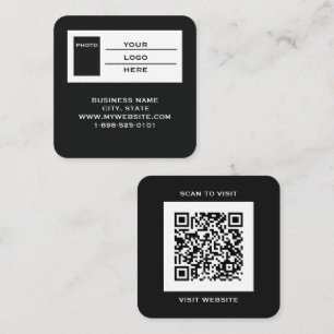 Moderne Zwarte Logo QR Code Scan Website Vierkant Vierkante Visitekaartje