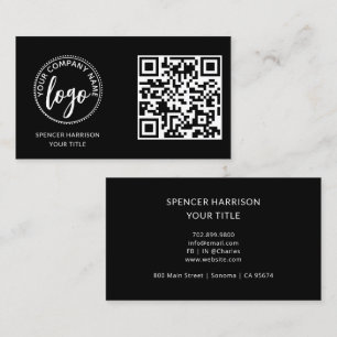 Moderne Zwarte Logo QR-code Sjabloon Visitekaartje