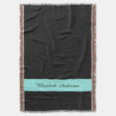 Moderne zwarte luipaard afdruk Aqua Stripe met naa Deken (Voorkant Verticaal)