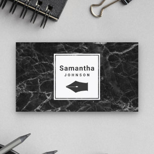 Moderne zwarte marmer Nib Professional Visitekaartje