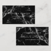 Moderne zwarte marmer Simple Typografie Visitekaartje (Voorkant / Achterkant)