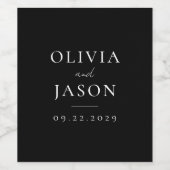 Moderne zwarte minimale bruiloft wijn etiket (Enkel label)