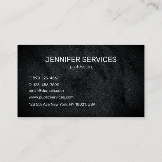 moderne zwarte minimalistische en eenvoudige textu visitekaartje (Achterkant)