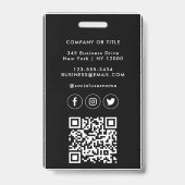 Moderne zwarte minimalistische QR Code Business Em Badge (Back)