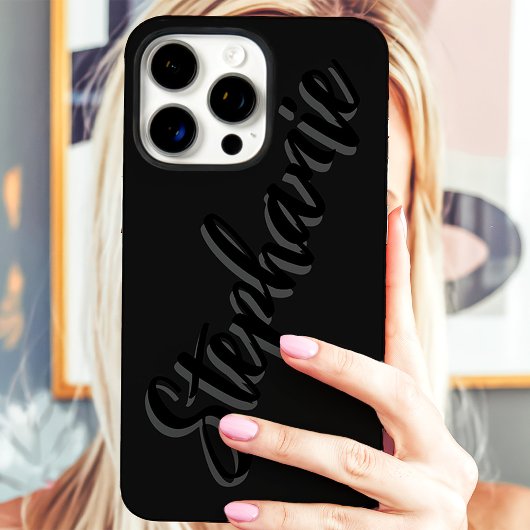 Moderne Zwarte Minimalistische Script Naam Case-Mate iPhone Case