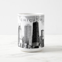 Moderne zwarte mok met Chicago silhouet