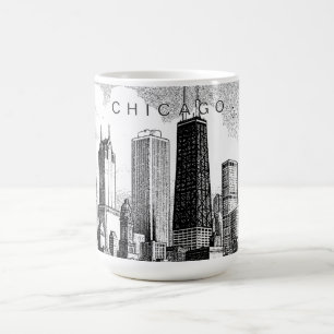 Moderne zwarte mok met Chicago silhouet