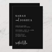 Moderne zwarte monochrome minimalistische scriptwe kaart (Voorkant / Achterkant)