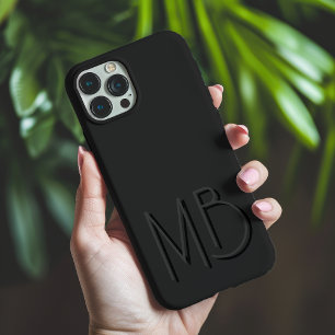 Moderne Zwarte Monogram Initiaal Letters Modern iPhone 16 Pro Max Hoesje