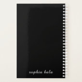 Moderne Zwarte Monogram Naam Design Planner (Achterkant)