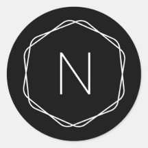 Moderne zwarte monogram Octagon Round