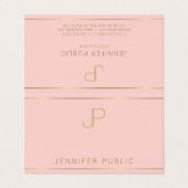 Moderne zwarte monogram roze gouden eenvoudige Sja Visitekaartjes (Buitenkant ongevouwen)