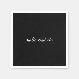 Moderne Zwarte Monogram Script Ontwerp Servet