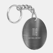 Moderne Zwarte Monogram Sleutelhanger (Voorkant Links)