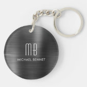 Moderne Zwarte Monogram Sleutelhanger (Achterkant)