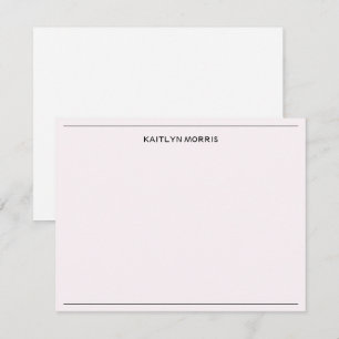 Moderne Zwarte Monogram Ultralichte Roze Notitiekaartje