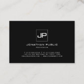 Moderne zwarte monogram witte legante Sjabloon Visitekaartje (Achterkant)