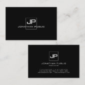 Moderne zwarte monogram witte legante Sjabloon Visitekaartje (Voorkant / Achterkant)
