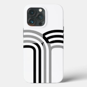 Moderne zwarte monotone Initiaal Patroon iPhone 13 Pro Hoesje