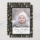 Moderne zwarte, naadloze goudwitte woudbomen feestdagenkaart (Voorkant / Achterkant)