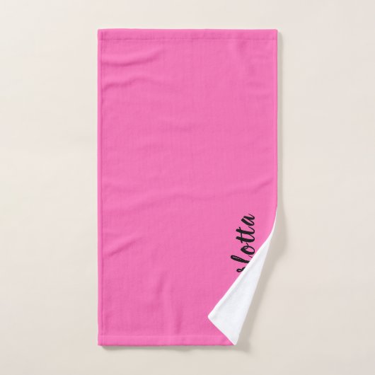 Moderne zwarte naam | Neon Hete Roze Kleur Bad Handdoek (Handdoek)