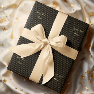 Moderne Zwarte Nep Gouden Lijnen Strepen Aangepast Cadeaupapier